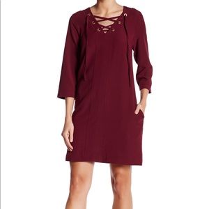 Wine colored Lace up tunic dress size XS